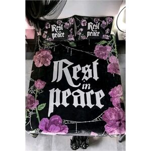 3 PC Killstar Grave Bloom Fleece Blanket & Pillowcase Set